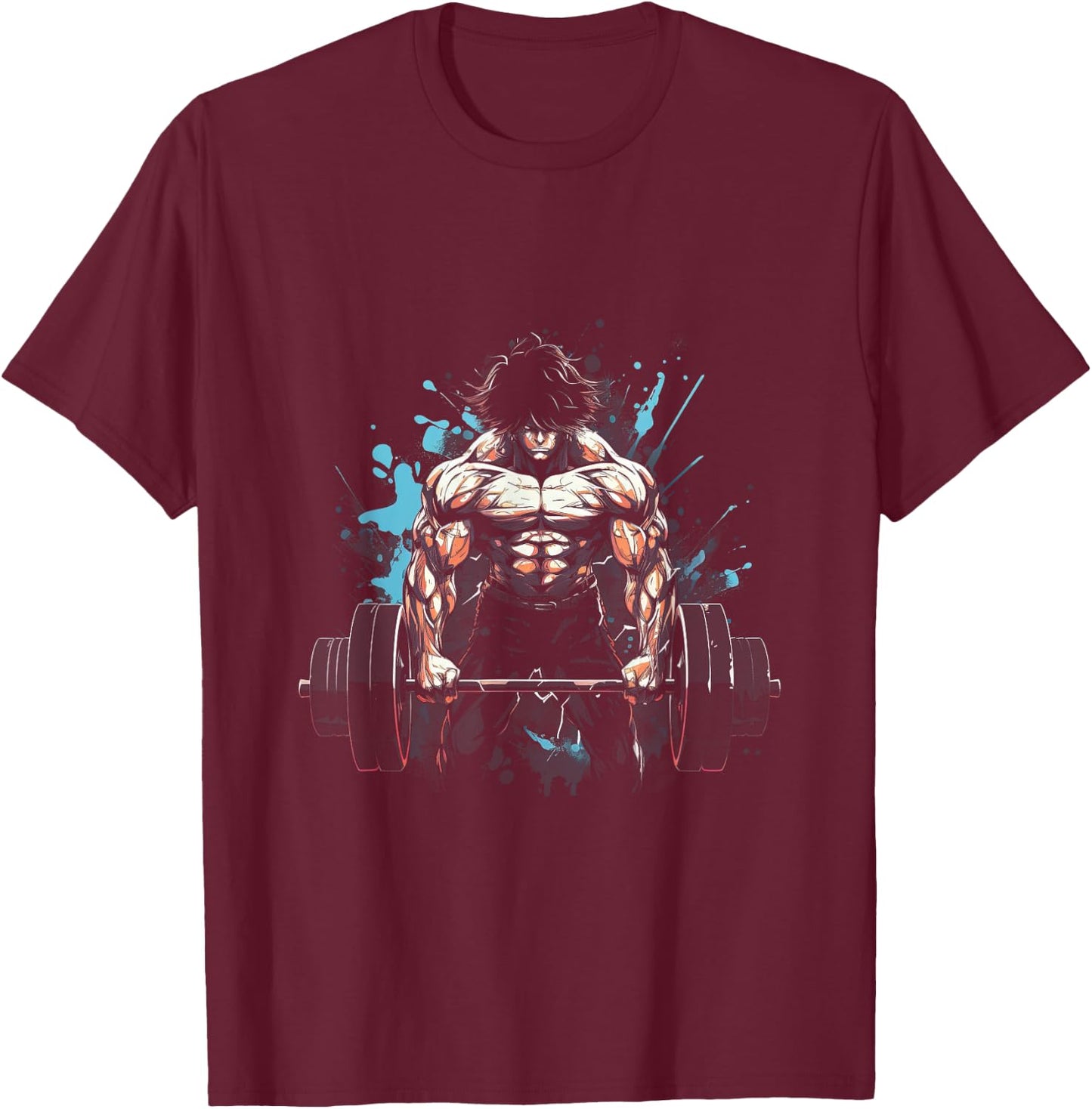 Anime Young Deadlift Fitness Motivation Strenght T-Shirt - T-Shirt | Maroon