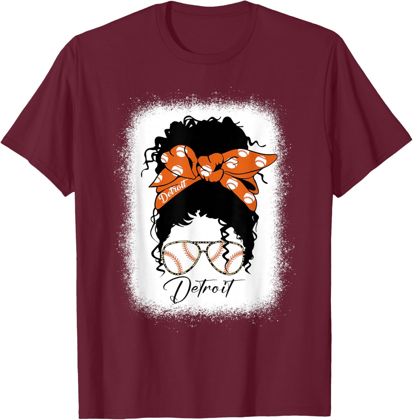 Datroit Messy Bun Bleached I Love Datroit T-Shirt - T-Shirt | Maroon