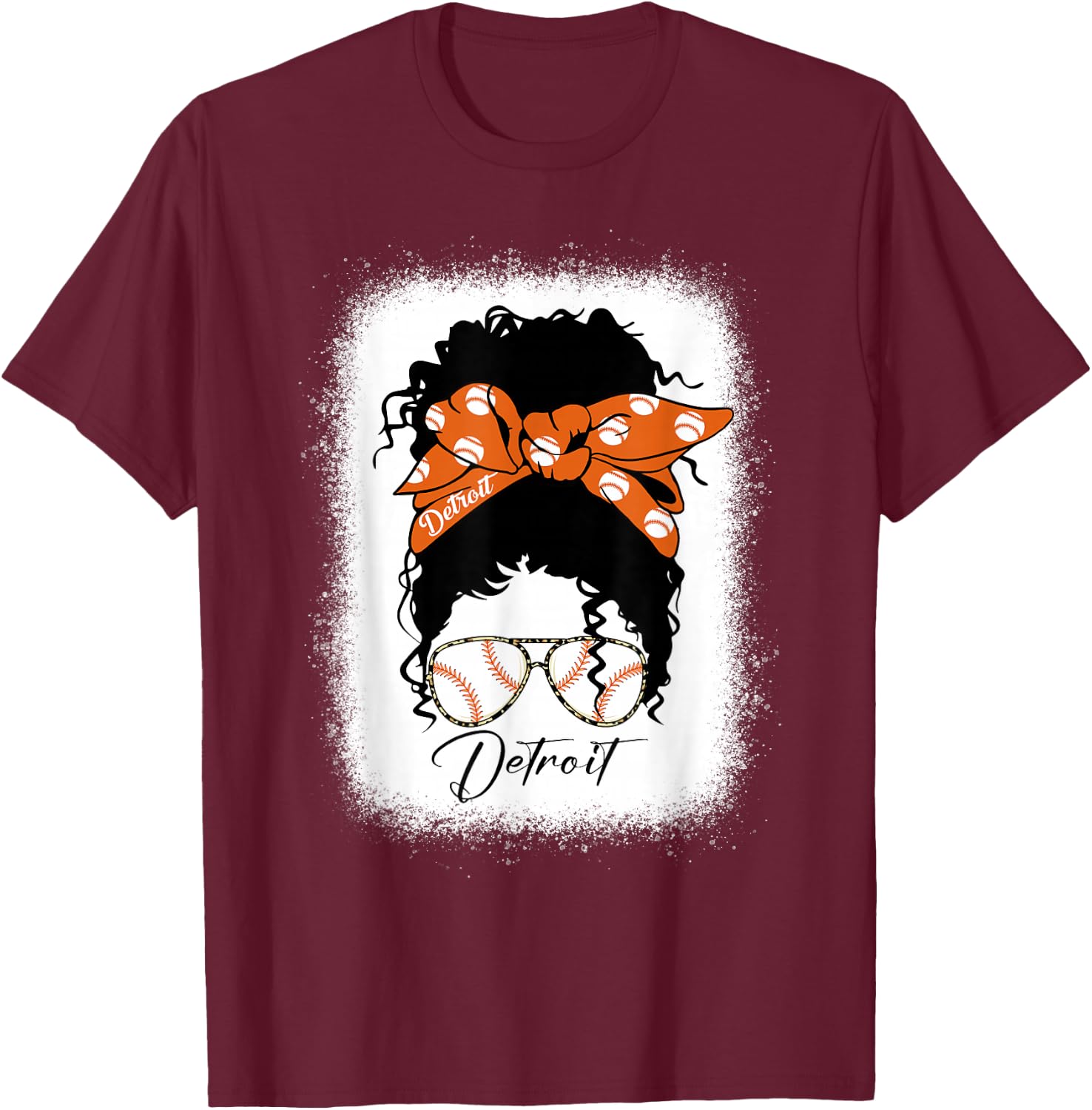 Datroit Messy Bun Bleached I Love Datroit T-Shirt - T-Shirt | Maroon