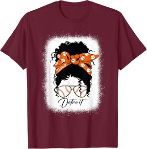 Datroit Messy Bun Bleached I Love Datroit T-Shirt - T-Shirt | Maroon