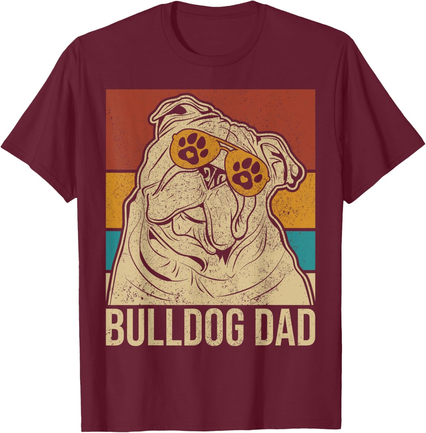Dog Papa Pet Owner Animal Lover Outfit English Bulldog Dad T-Shirt - T-Shirt | Maroon