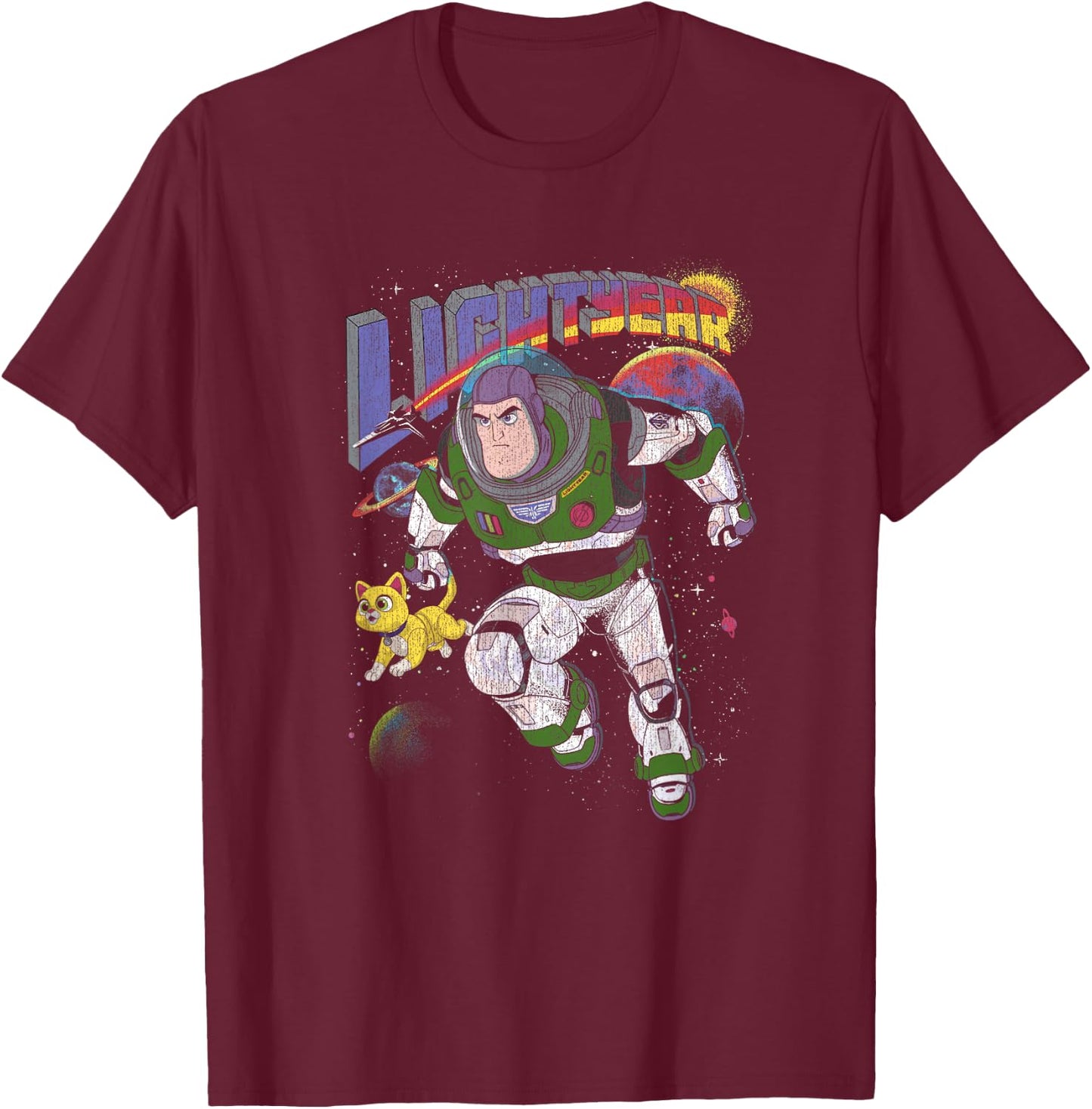 Disney Pixar Lightyear Buzz and Sox Retro Space Ranger T-Shirt - T-Shirt | Maroon