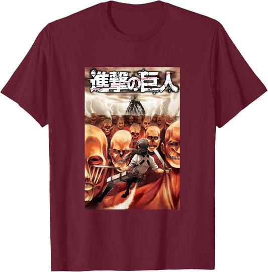 Attack on Titan Manga Mikasa Volume 31 Cover AOT Manga T-Shirt - T-Shirt | Maroon