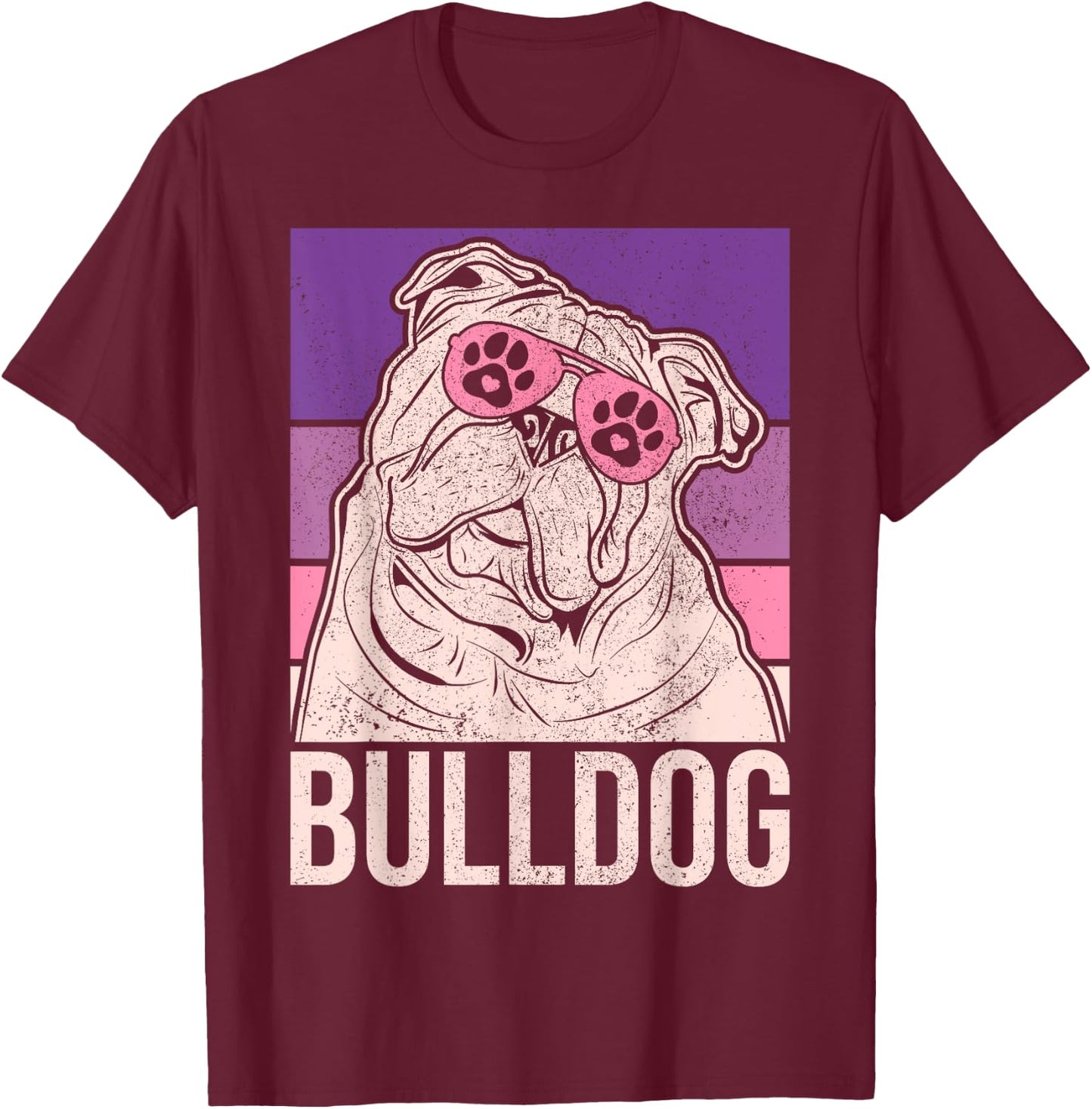 Dog Lover Owner Retro Animal Outfit Vintage English Bulldog Women Girls Kids T-Shirt - T-Shirt | Maroon