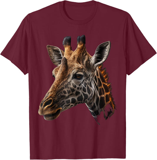 Giraffe Animal Print Giraffe T-Shirt - T-Shirt | Maroon
