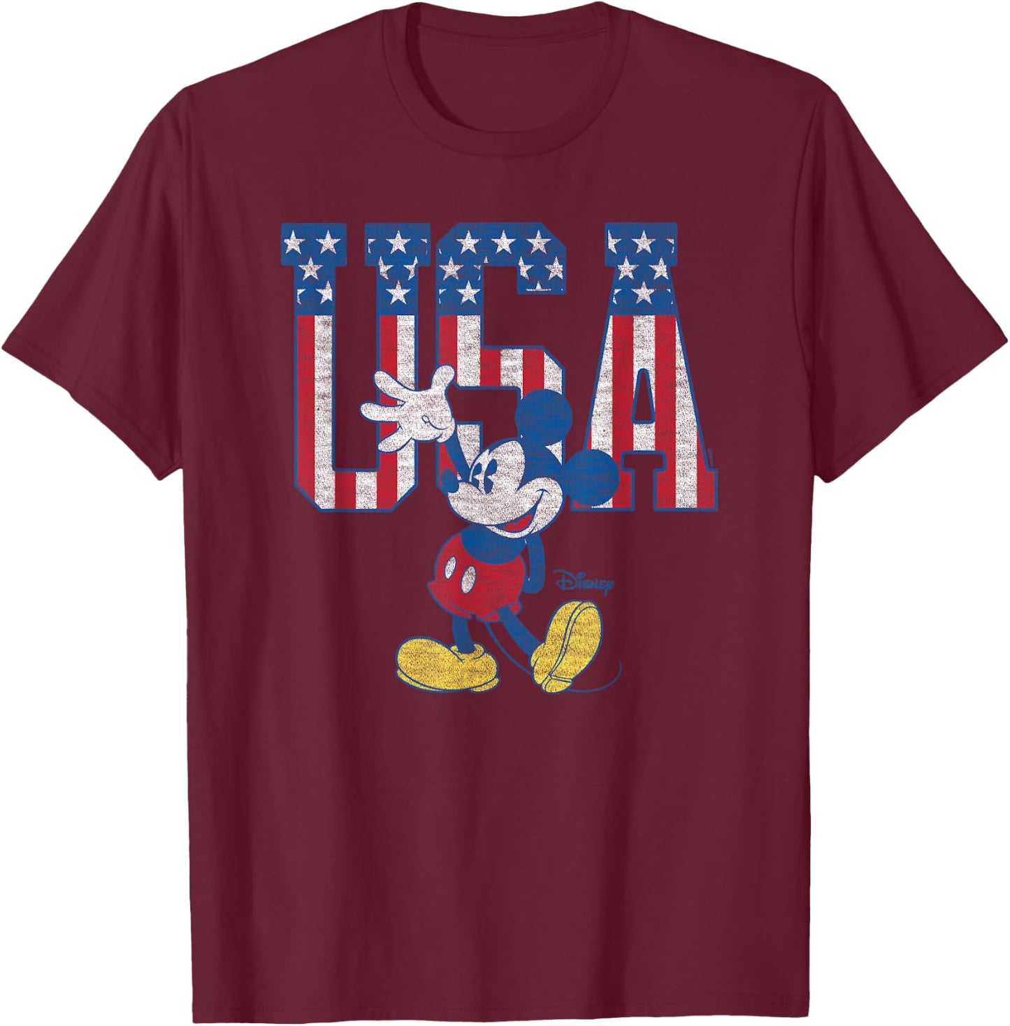 Disney - Mickey USA Banner T-Shirt - T-Shirt | Maroon