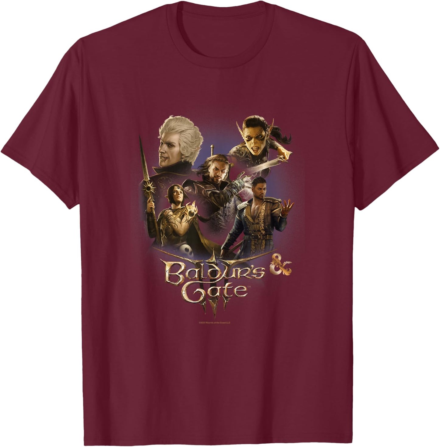 Dungeons & Dragons Baldur's Gate III Companions Group T-Shirt - T-Shirt | Maroon