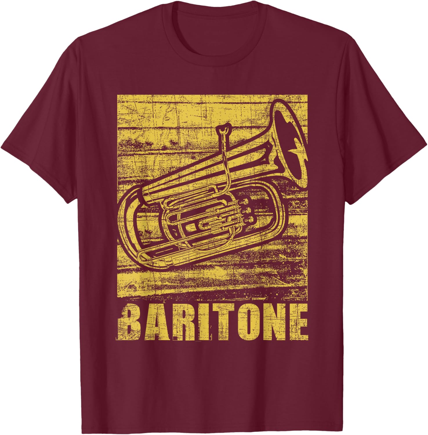 Baritone - Distressed Euphonium Lover Marching Bandmaster T-Shirt - T-Shirt | Maroon