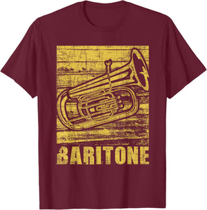 Baritone - Distressed Euphonium Lover Marching Bandmaster T-Shirt - T-Shirt | Maroon