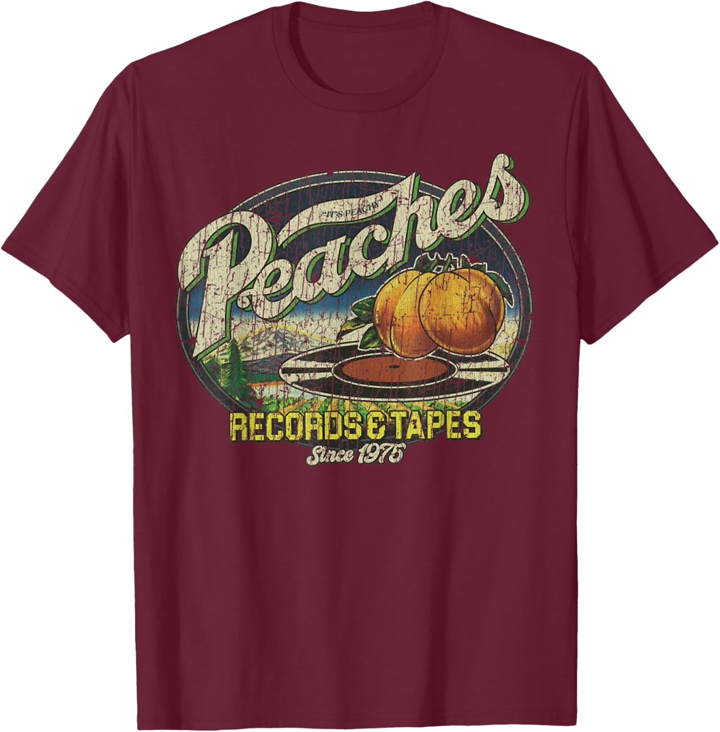Peaches Records & Tapes 1975 T-Shirt - T-Shirt | Maroon