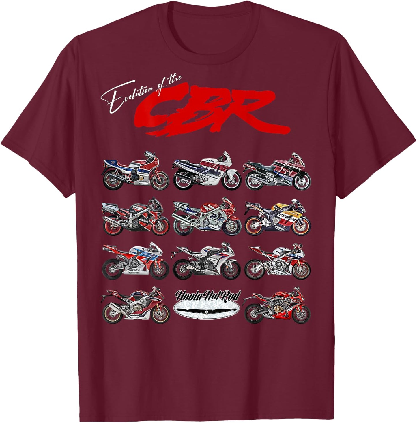 Evolution of the, CBR,Motorcycle,Motorbike,Biker,Sportsbike T-Shirt - T-Shirt | Maroon
