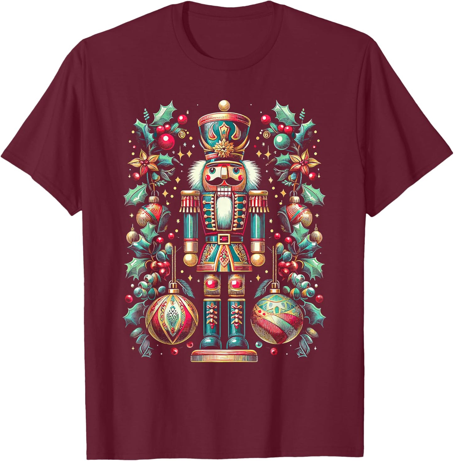Christmas Nutcracker Merry Christmas Xmas Morning Holiday T-Shirt - T-Shirt | Maroon