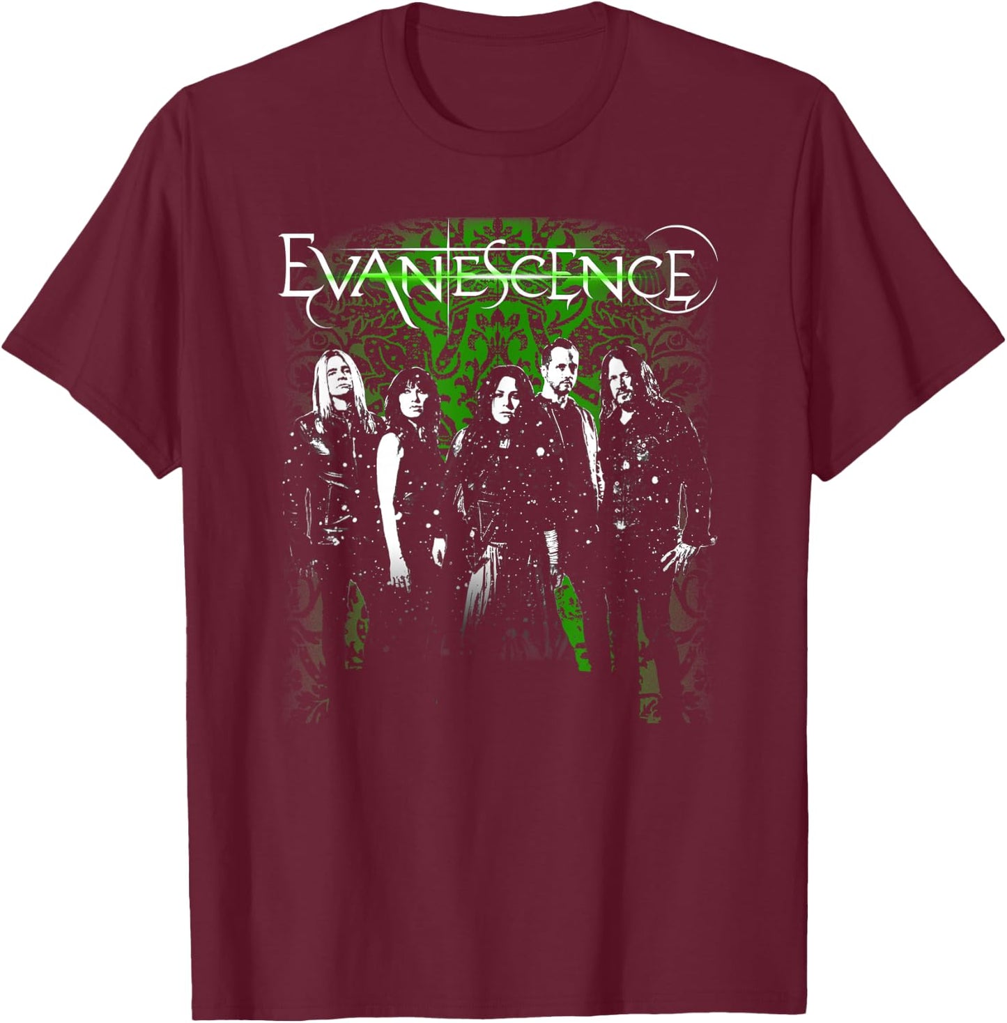 Evanescence – Band Photo Green T-Shirt - T-Shirt | Maroon