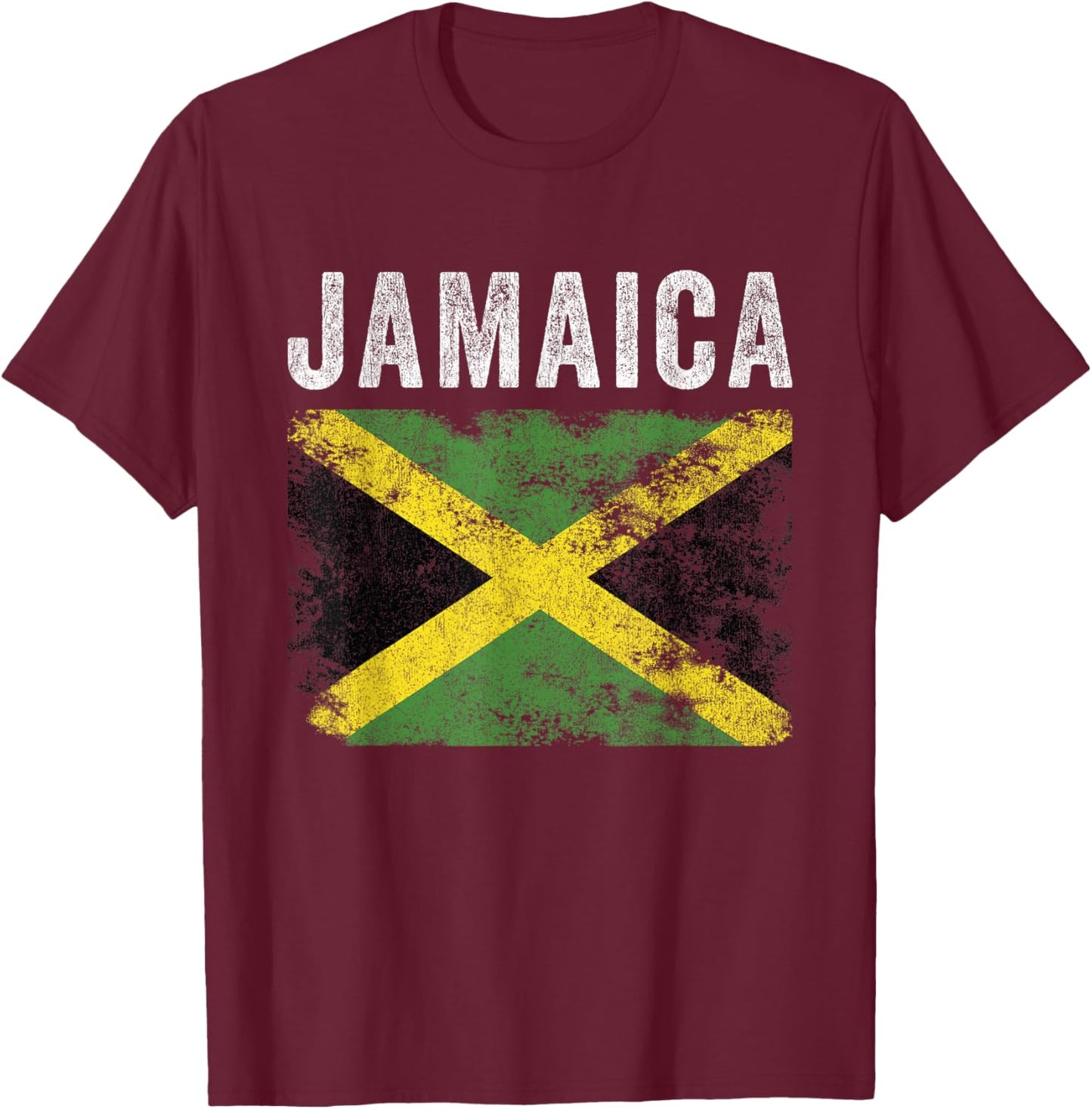 Jamaica Flag Distressed - Men Women Kids - Jamaican Flag T-Shirt - T-Shirt | Maroon