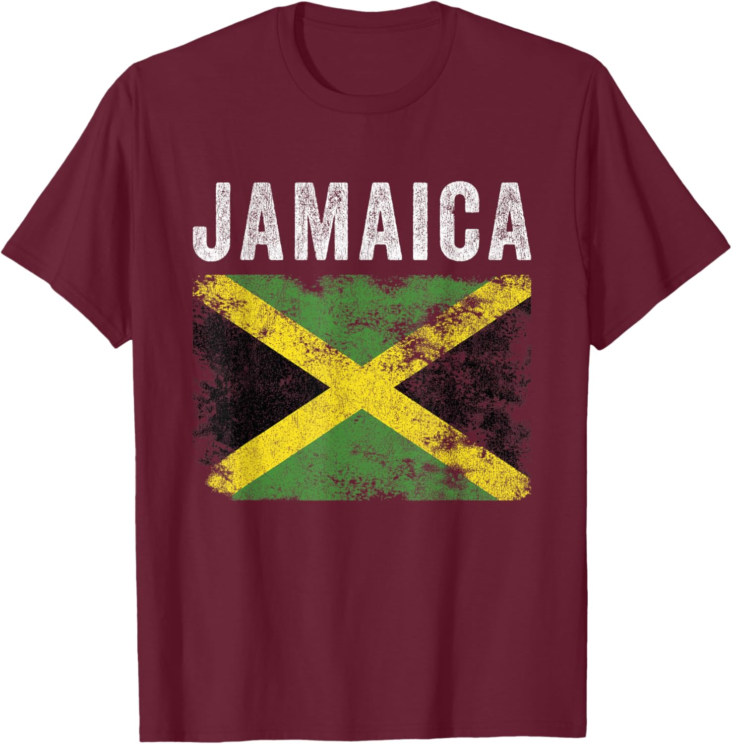 Jamaica Flag Distressed - Men Women Kids - Jamaican Flag T-Shirt - T-Shirt | Maroon