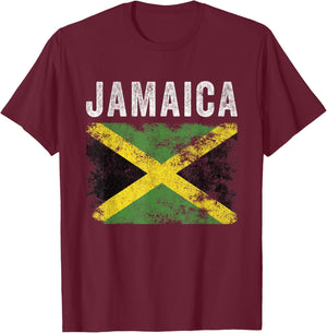 Jamaica Flag Distressed - Men Women Kids - Jamaican Flag T-Shirt - T-Shirt | Maroon