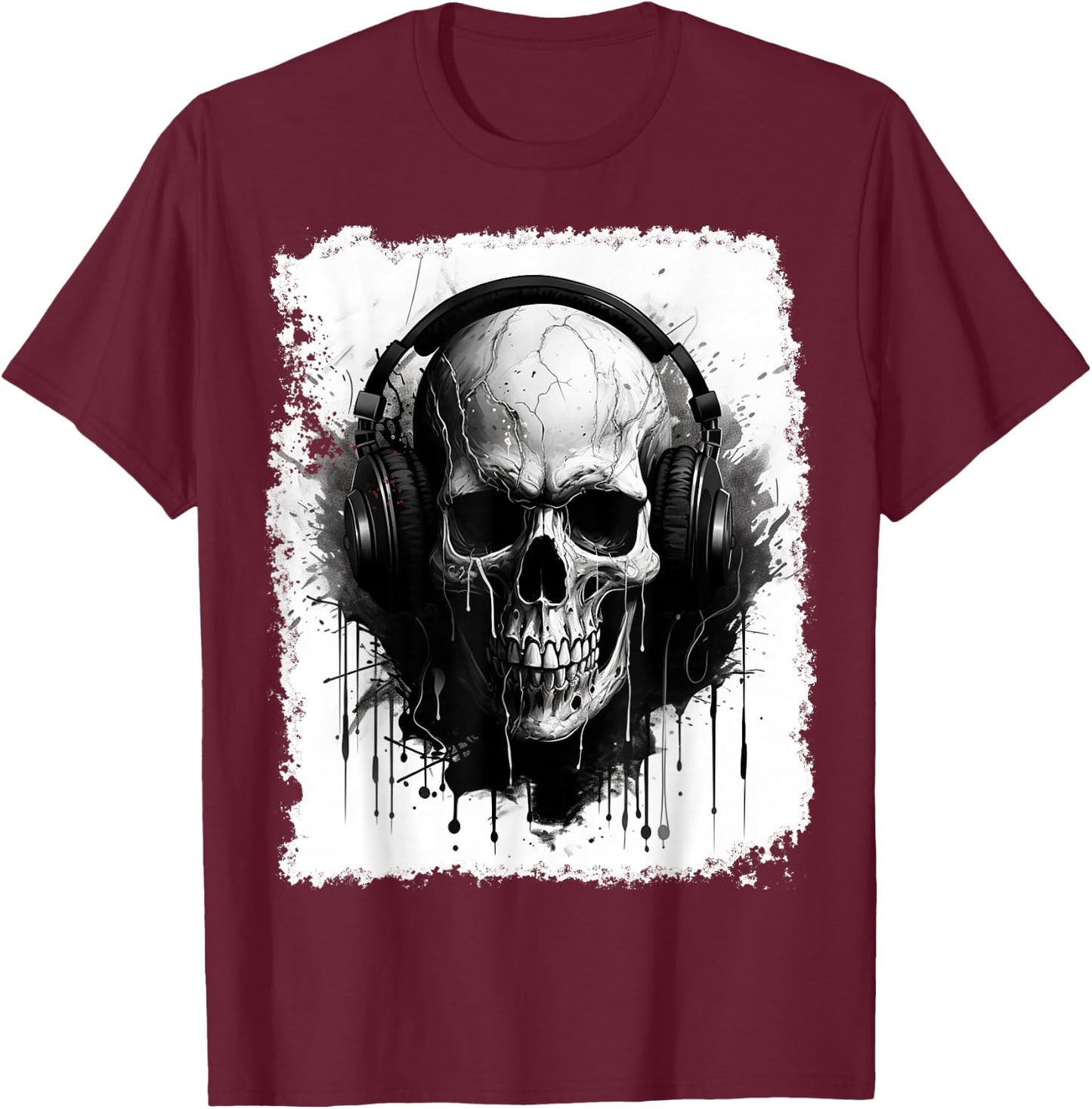 Skeleton Music T-Shirt - T-Shirt | Maroon