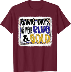 On Gameday Football We Wear Blue And Gold School Spirit T-Shirt - T-Shirt | Maroon