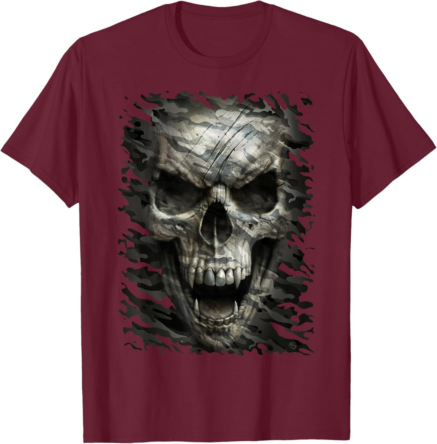 Spiral Original - Camo Reaper - Gothic Reaper T-Shirt - T-Shirt | Maroon