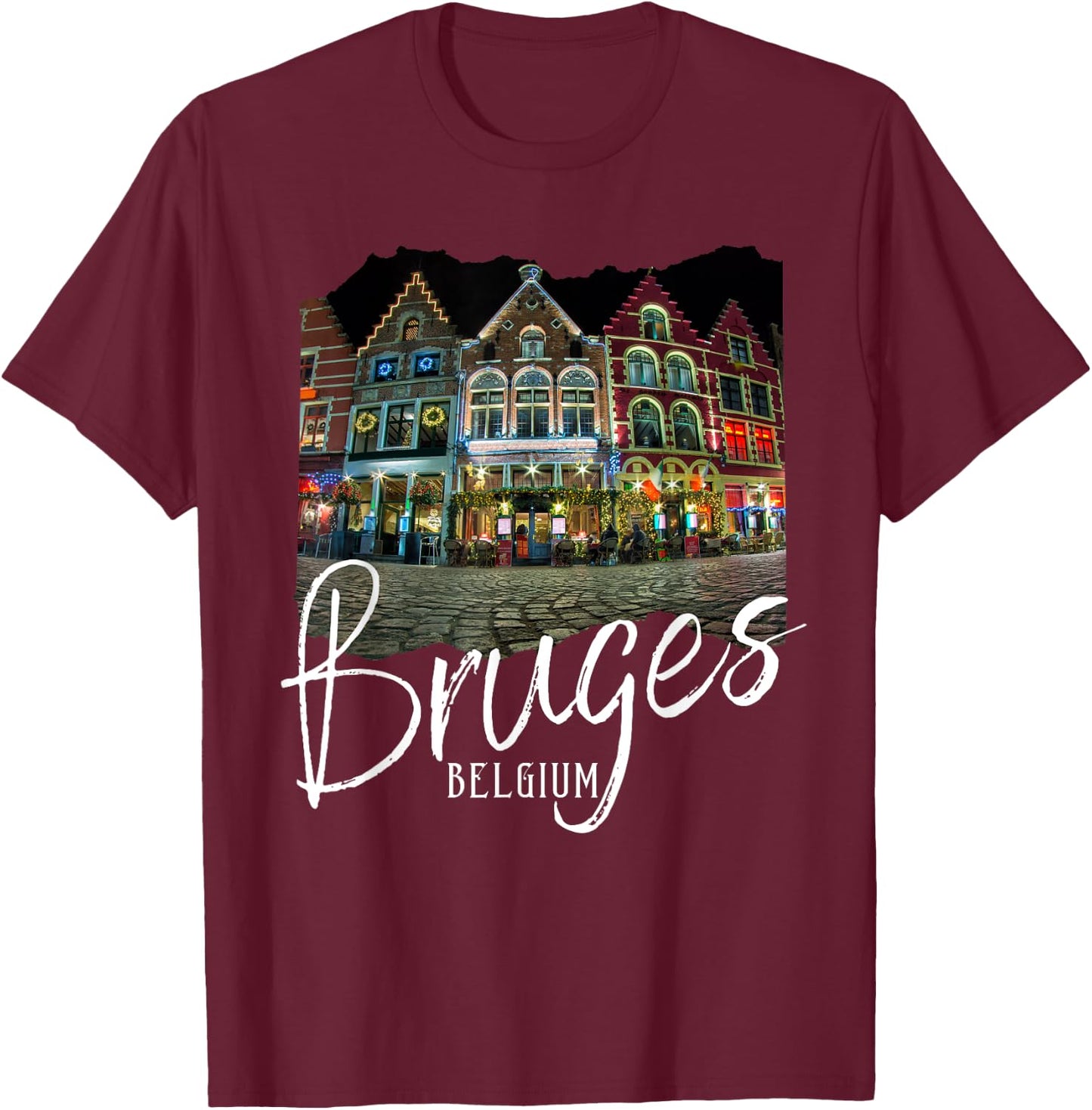 Christmas in Bruges Souvenir Belgium Bruges T-Shirt - T-Shirt | Maroon