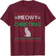 Meowy Cat Christmas Ugly Sweater Men Women Kids T-Shirt - T-Shirt | Maroon