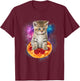Funny Galaxy Cat in Space - Cat riding Pizza and Taco Lover Women Kids T-Shirt - T-Shirt | Maroon