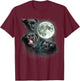 Brussels Griffon Moon | Three Howling Brabancon Funny 3 Dog T-Shirt - T-Shirt | Maroon