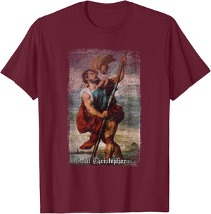 St Christopher - Patron Saint of Drivers T-Shirt - T-Shirt | Maroon