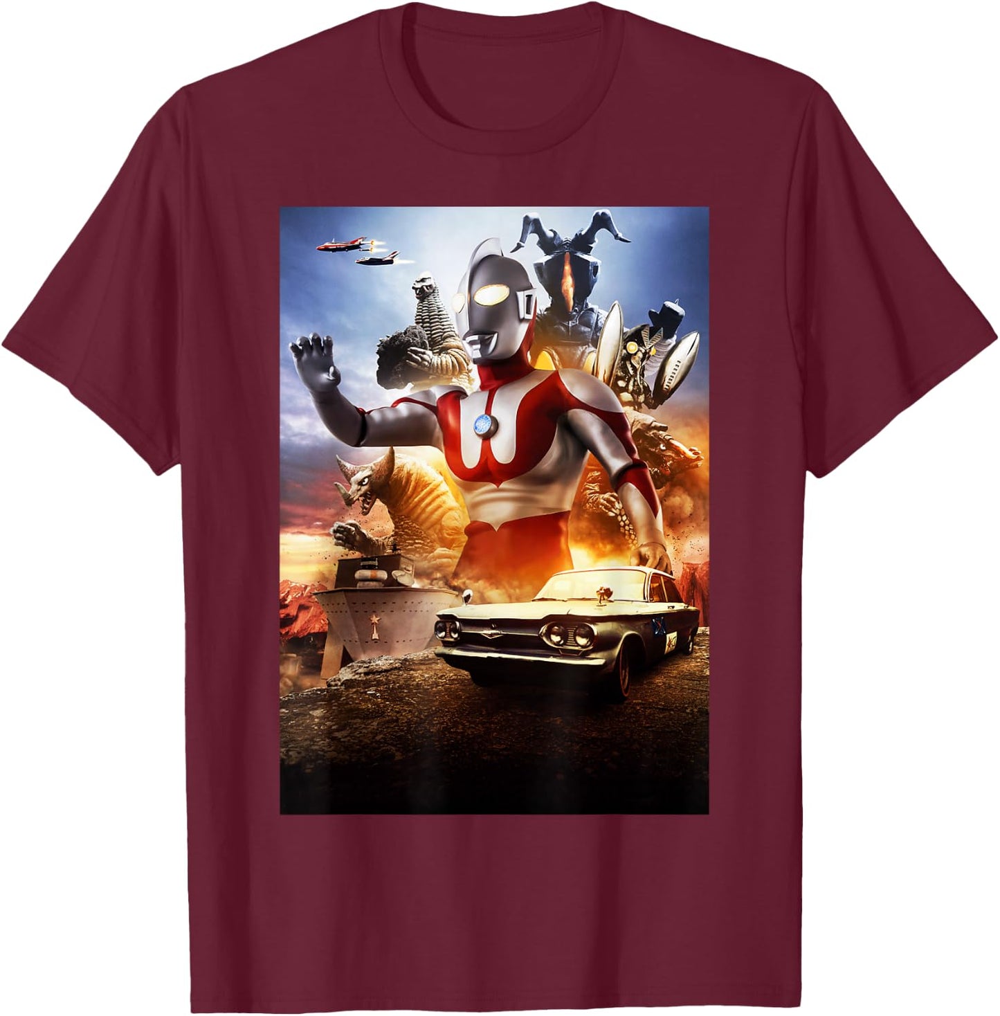 The First 1966 ULTRAMAN Poster Visual Design B T-Shirt - T-Shirt | Maroon