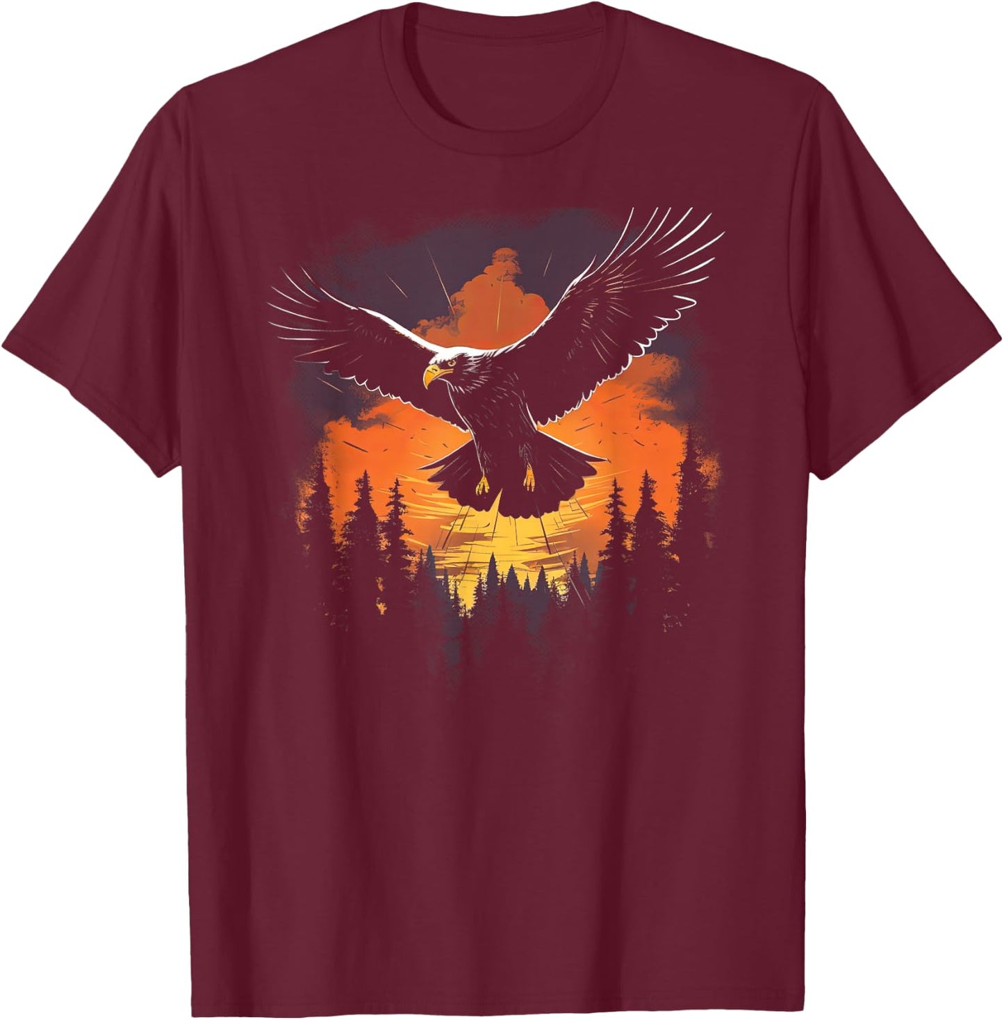 Eagle Forest Animal Wildlife T-Shirt - T-Shirt | Maroon