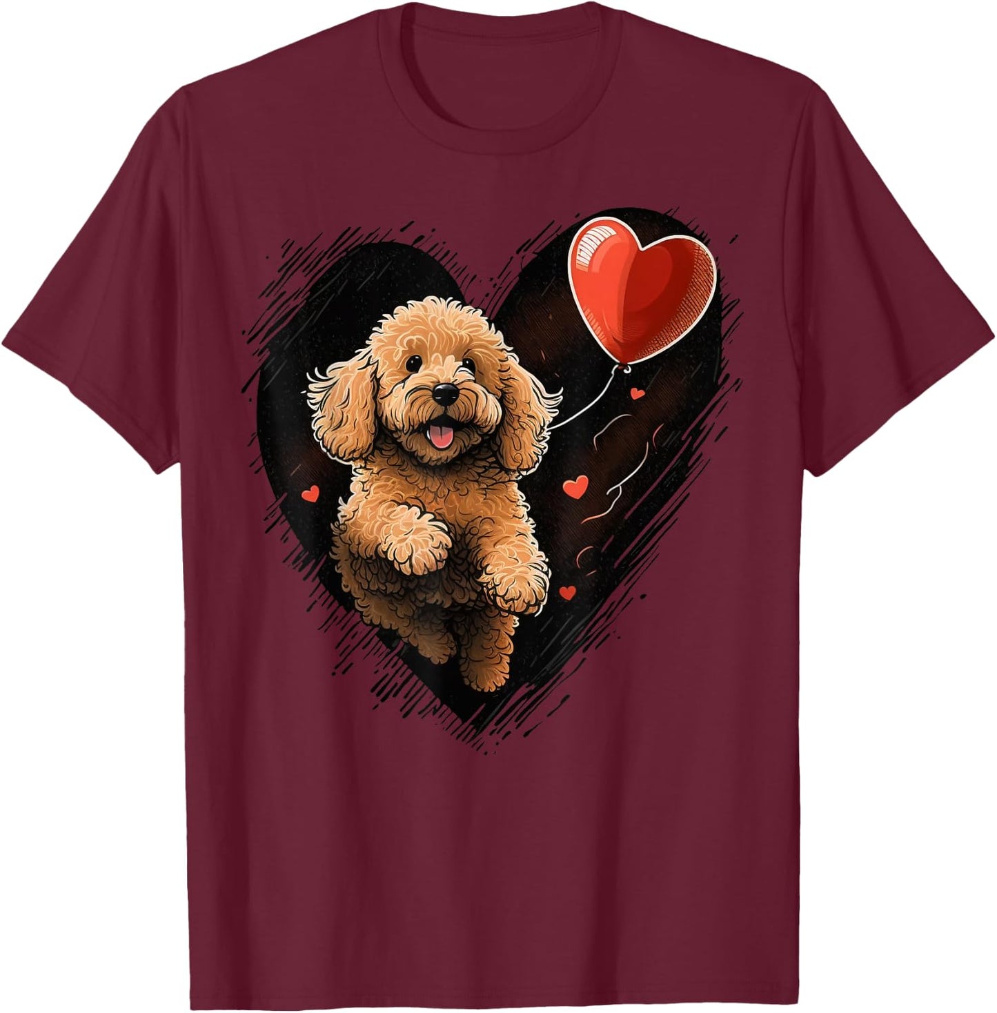 Goldendoodle Heart for Valentines Day on Golden Doodle Lover T-Shirt - T-Shirt | Maroon