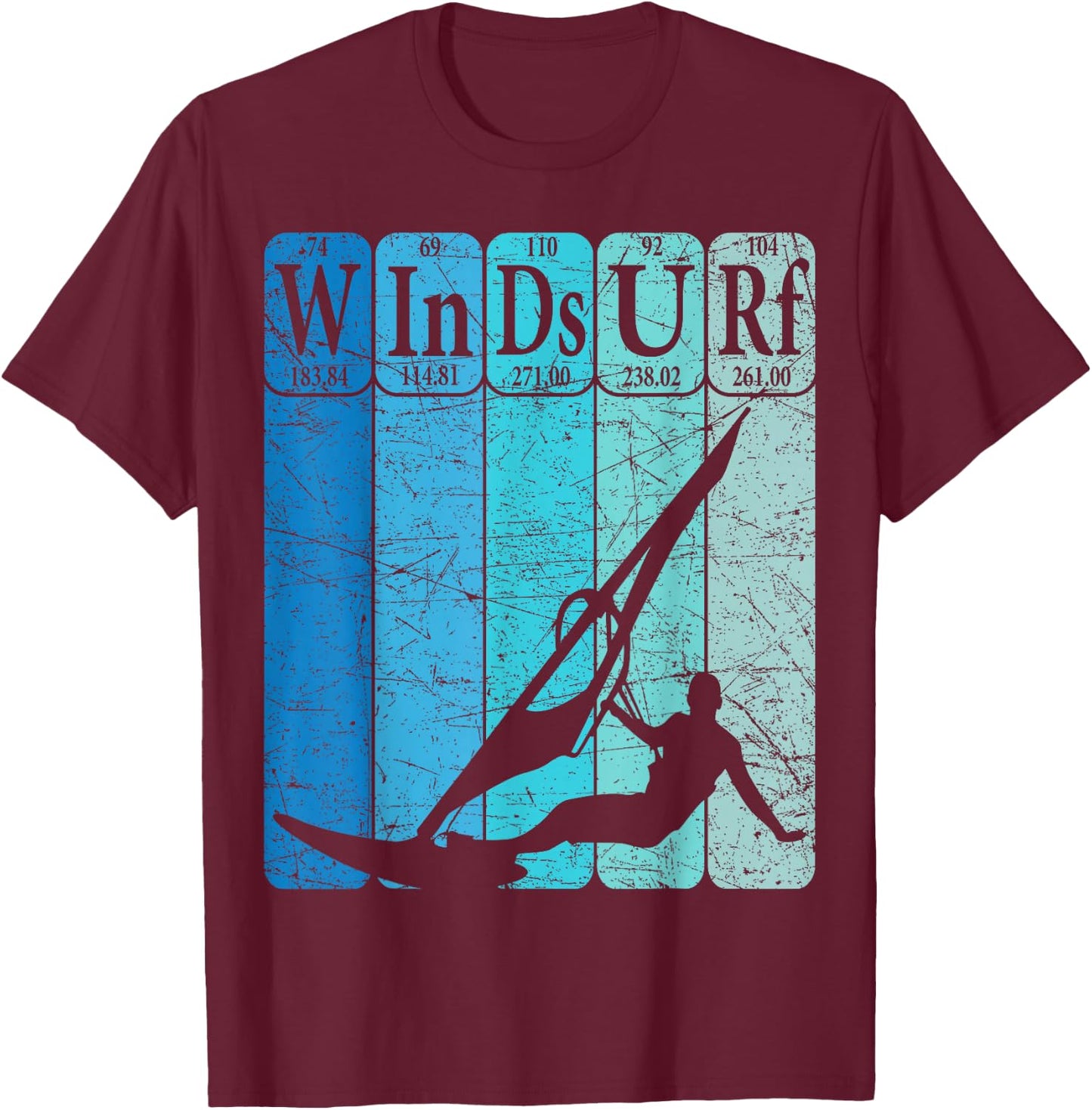 Windsurf Periodic Table Elements Windsurfing Retro T-Shirt - T-Shirt | Maroon