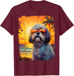 Dog Hawaiian Shih Tzu T-Shirt - T-Shirt | Maroon