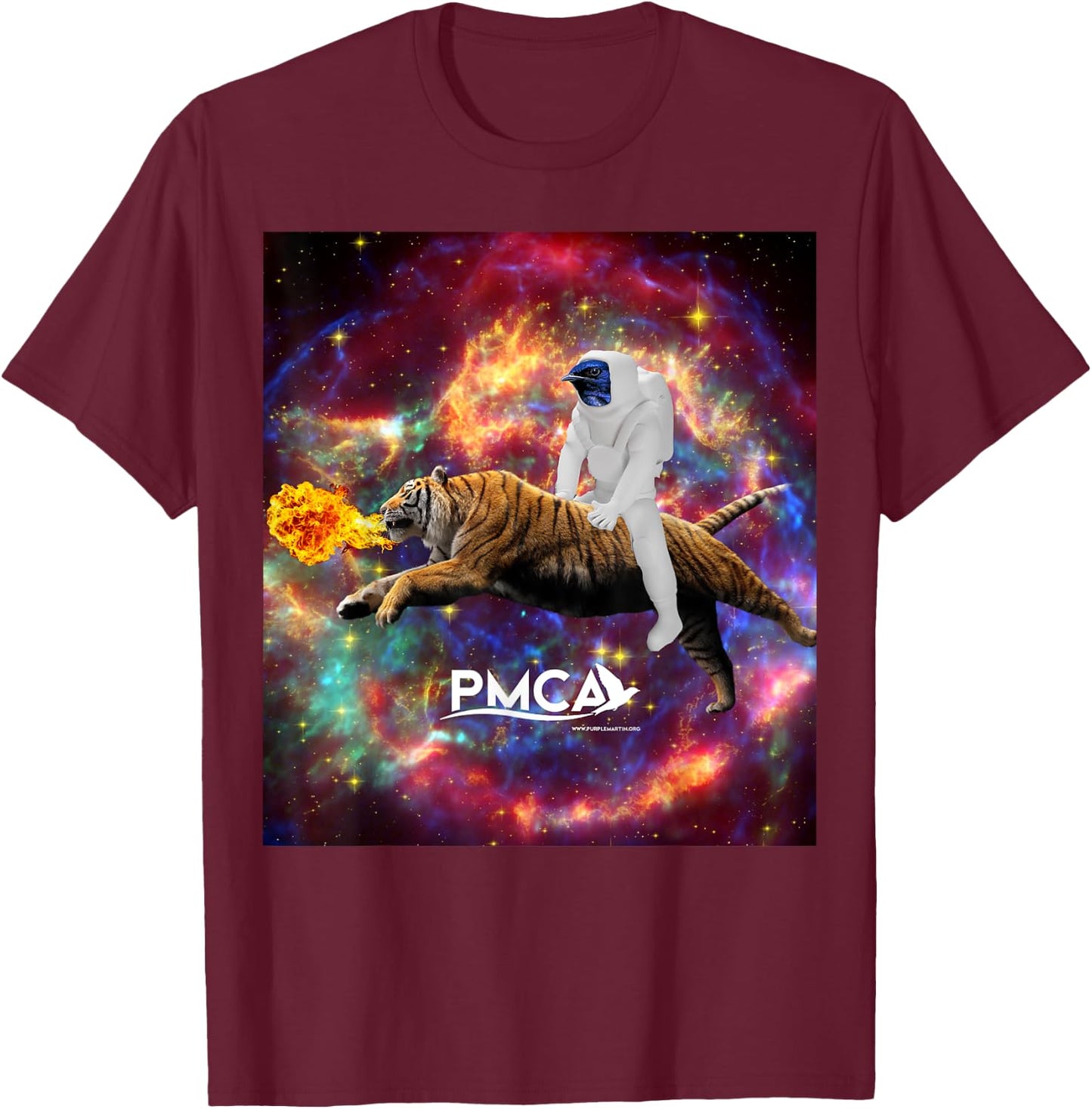 Purple Martin Space Tiger T-Shirt - T-Shirt | Maroon
