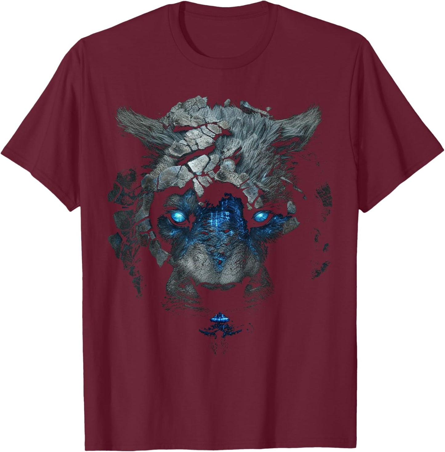 Lion Fantasy Predatory Cat Art - Blue Eyes Robot Animal Women Kids T-Shirt - T-Shirt | Maroon