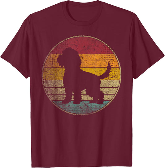 Cockapoo Dog Vintage Silhouette 70s 80s Retro Distressed T-Shirt - T-Shirt | Maroon