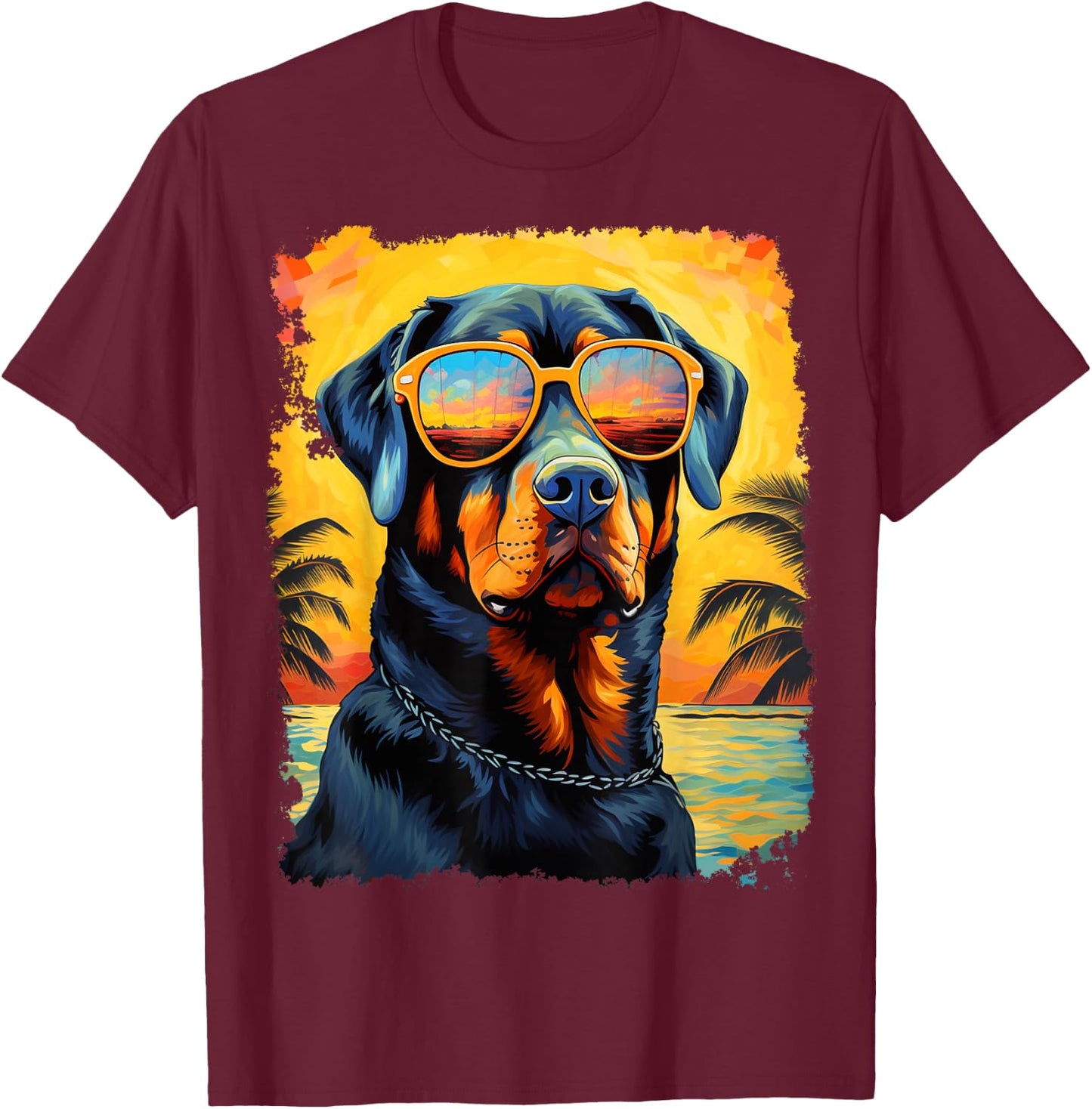 Dog Hawaiian Rottweiler Women Girls Kids T-Shirt - T-Shirt | Maroon