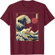 Cornish Rex Cat Kanagawa Wave Funny Surf Animal T-Shirt - T-Shirt | Maroon