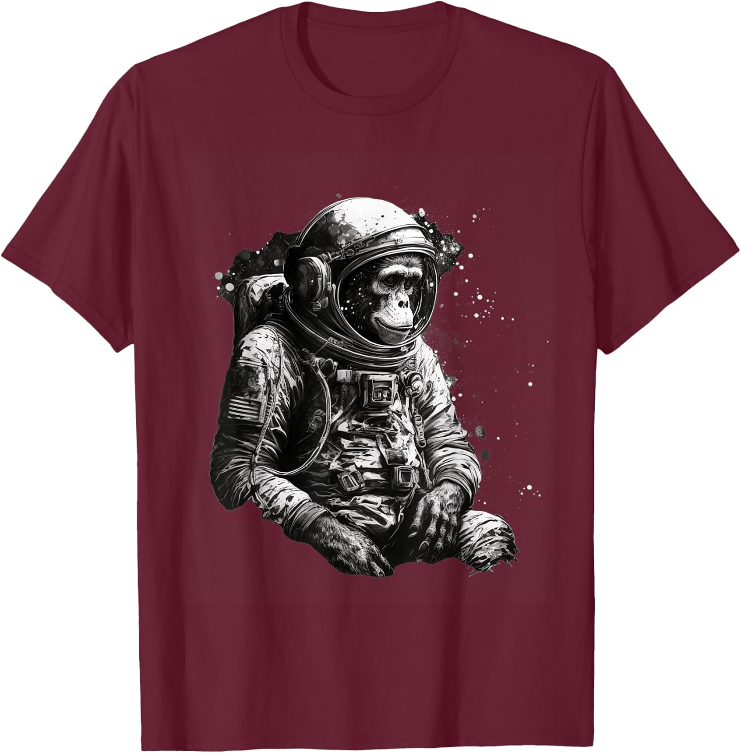 Chimpanzee Space Astronaut Travel Monkey Vintage Design T-Shirt - T-Shirt | Maroon