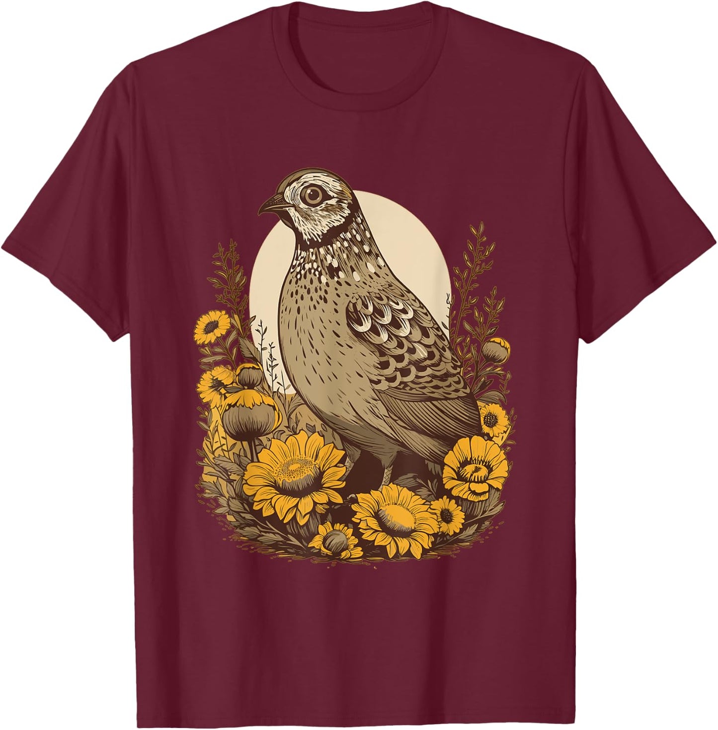 Quail Sunflower Outfit Quail Bird Lovers Girls T-Shirt - T-Shirt | Maroon