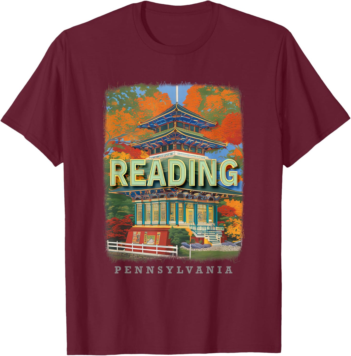 Reading Pennsylvania PA Historic Landmarks SD406 T-Shirt - T-Shirt | Maroon