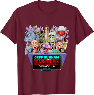 Jeff Dunham Spokane, WA (2023) T-Shirt - T-Shirt | Maroon