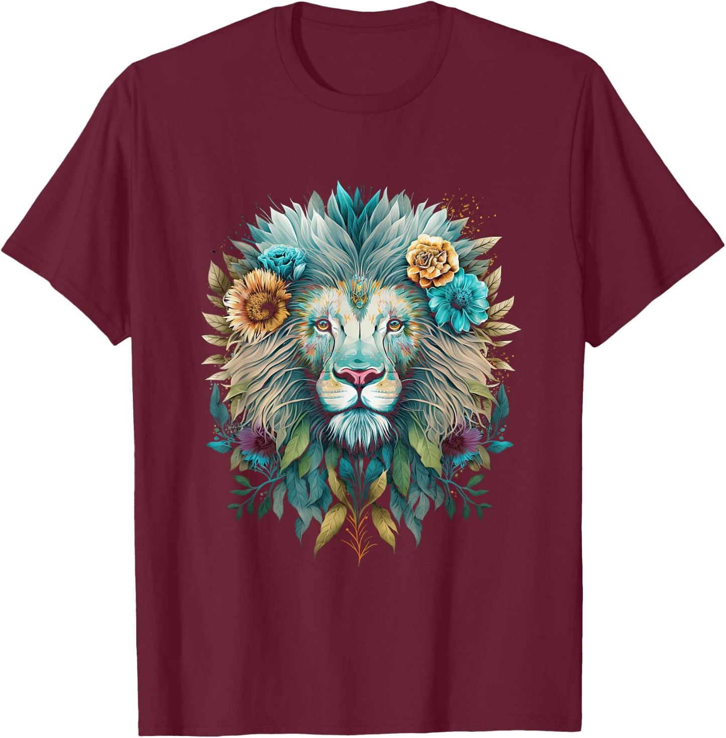 Lion colorful lions From Africa Day of the Dead T-Shirt - T-Shirt | Maroon