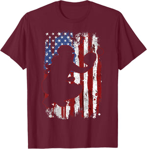 Softball Catcher American Flag Softball Player T-Shirt - T-Shirt | Maroon