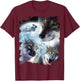 Space Wolves 3 Three Snow Wolf Howling At Moon T-Shirt - T-Shirt | Maroon