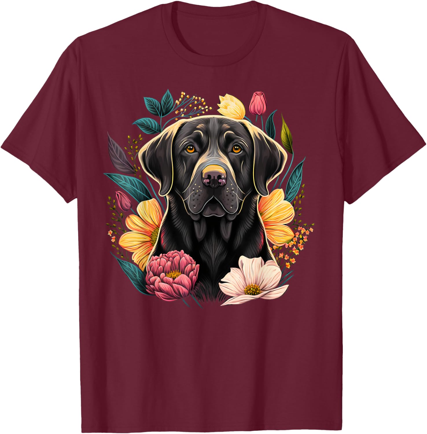 Cute black Labrador Dog on black Labrador Retriever Lover Men Women Kids T-Shirt - T-Shirt | Maroon