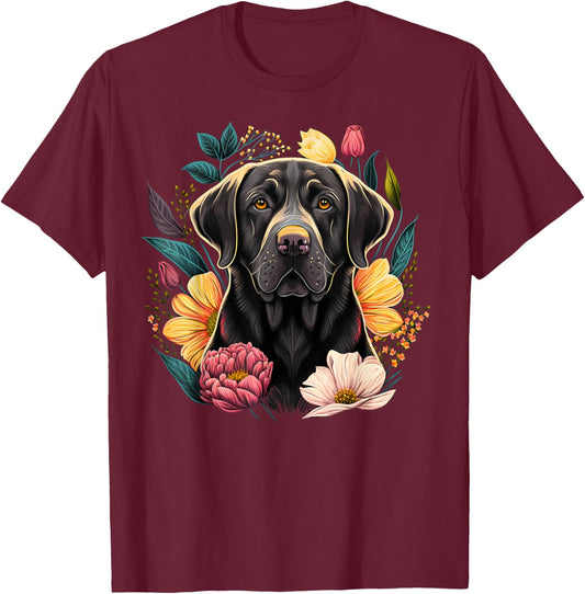 Cute black Labrador Dog on black Labrador Retriever Lover Men Women Kids T-Shirt - T-Shirt | Maroon