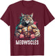 Funny Cat Musculation Gym Weight lifting Cats Lovers T-Shirt - T-Shirt | Maroon