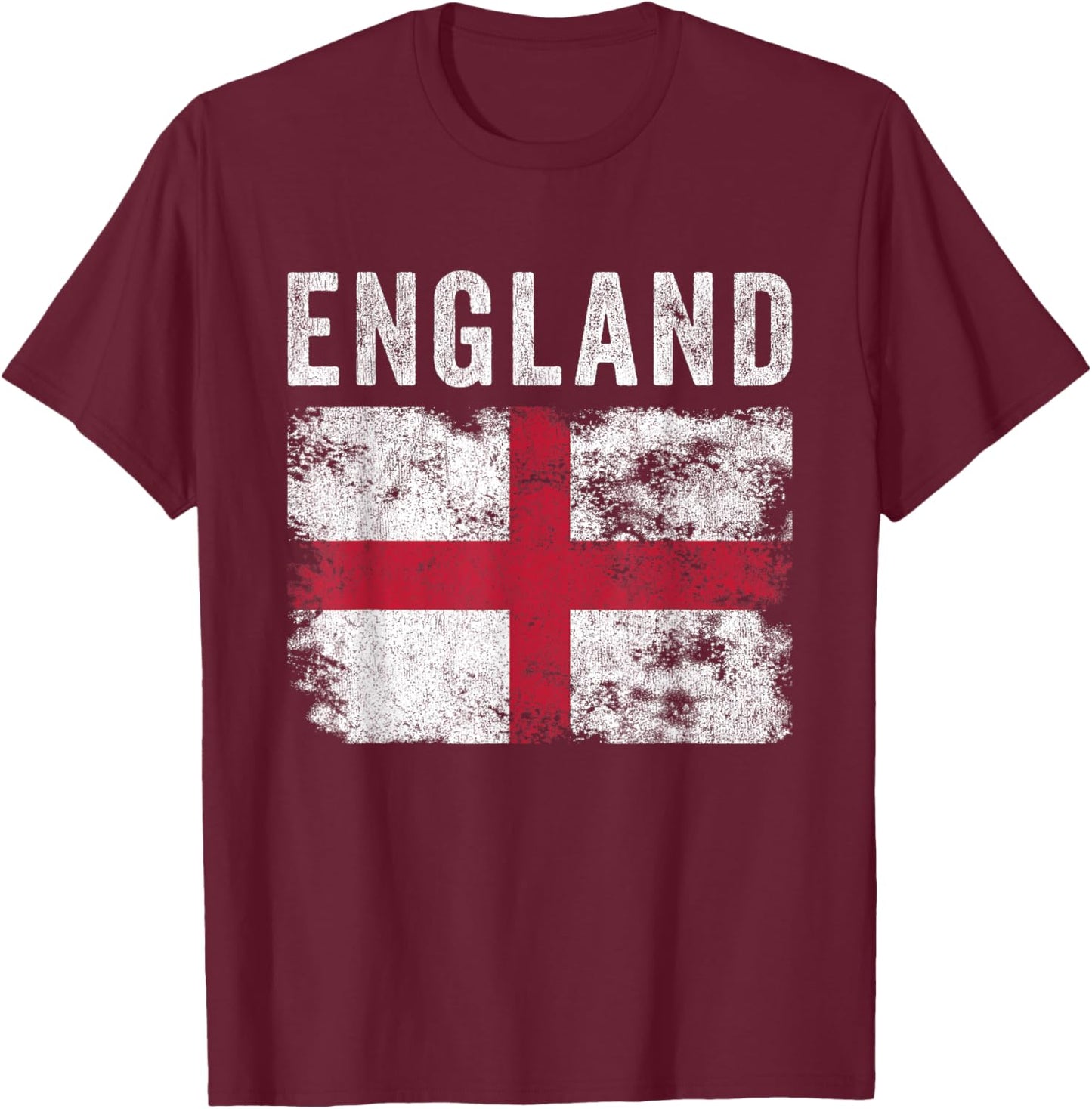 England Flag Distressed - Men Women Kids - English Flag T-Shirt - T-Shirt | Maroon
