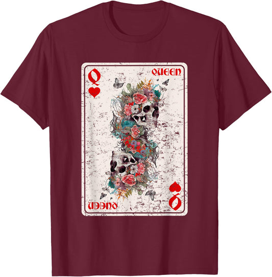 Queen of Hearts Card Game Horror Heart Queen Gothic T-Shirt - T-Shirt | Maroon